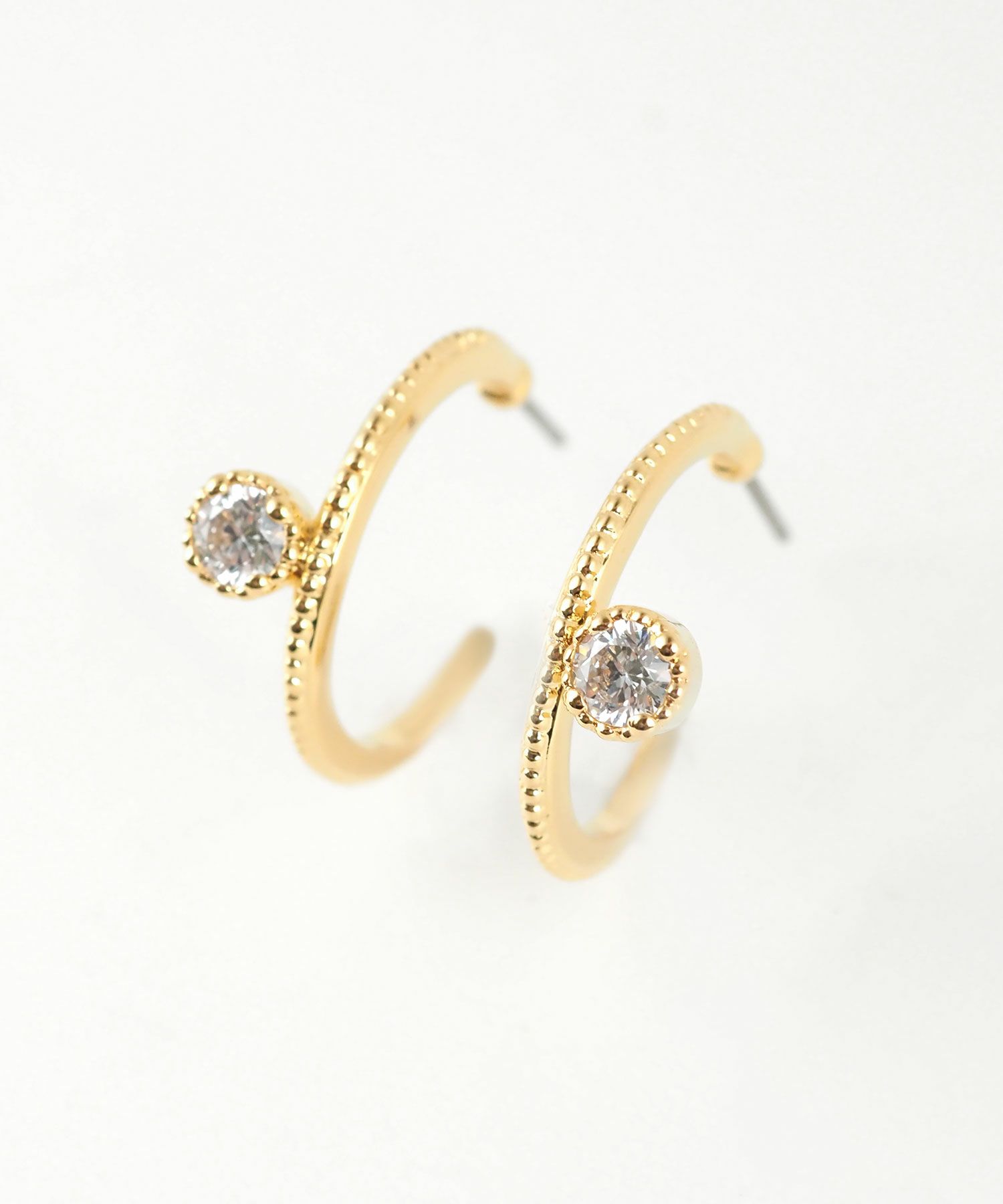 メタルキュービックジルコニアピアス