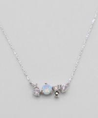 ホワイトラウンドストーンミックスラインネックレス