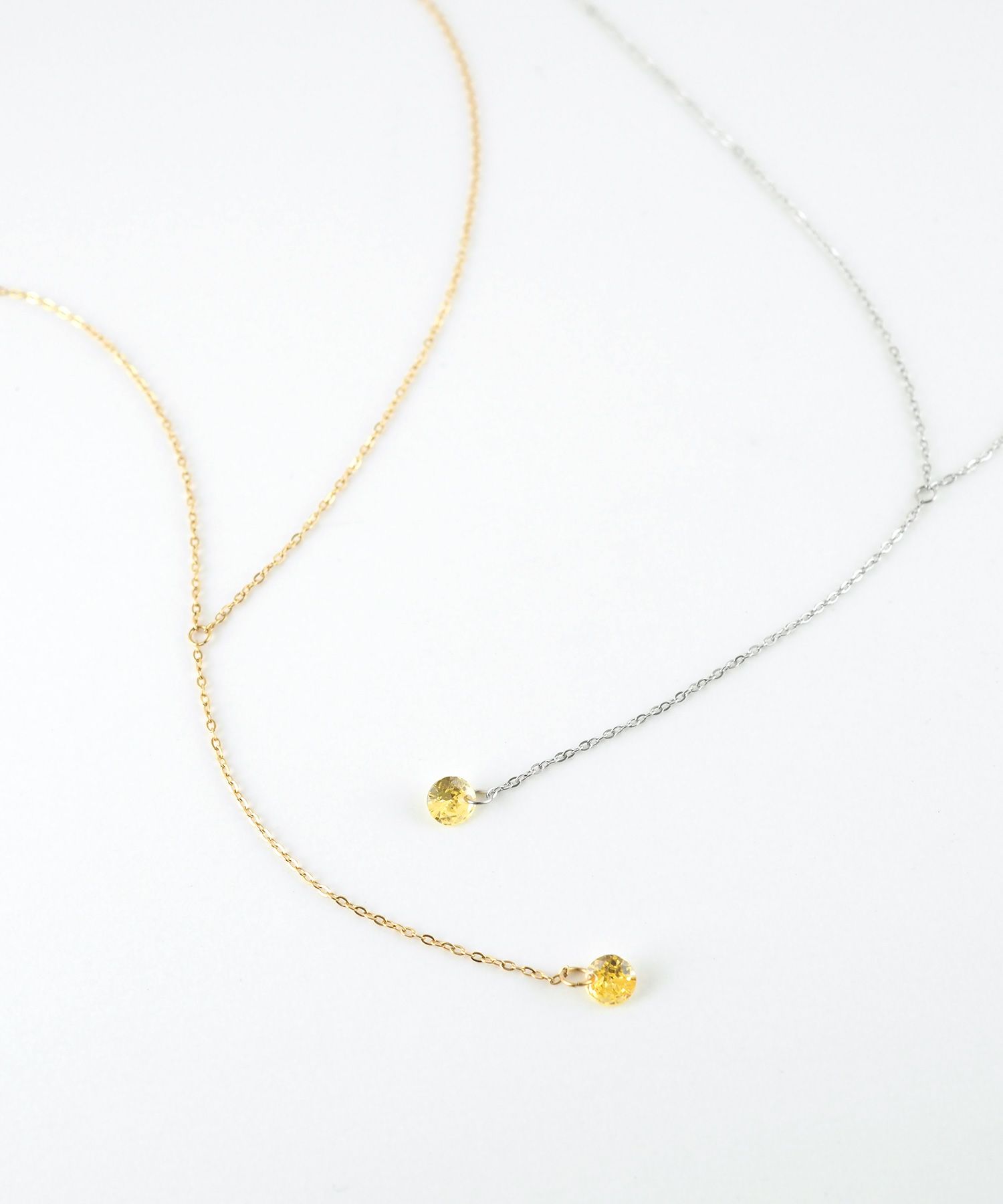 カラーストーンサージカルステンレスネックレス