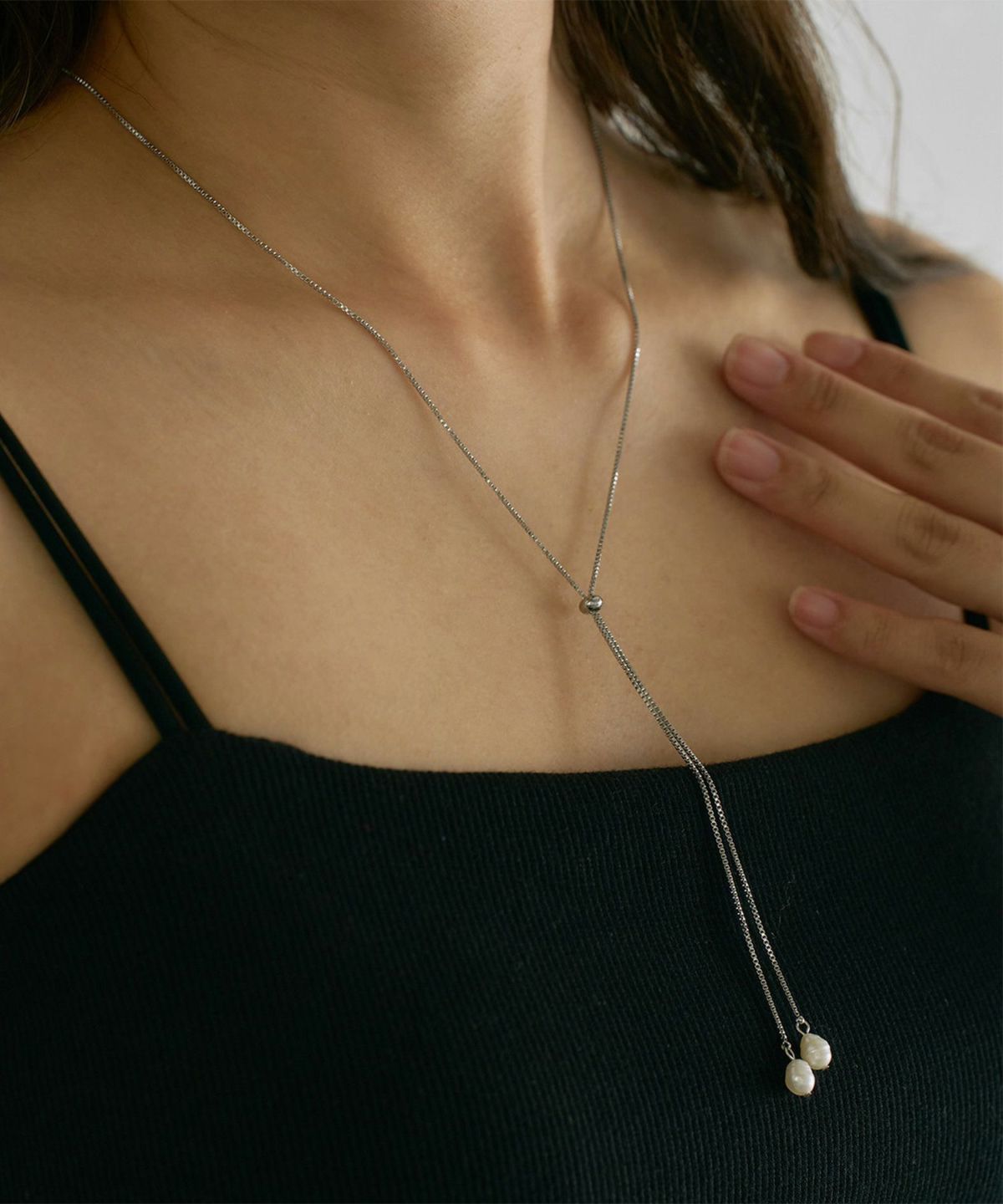 淡水パールスライドサージカルステンレスネックレス
