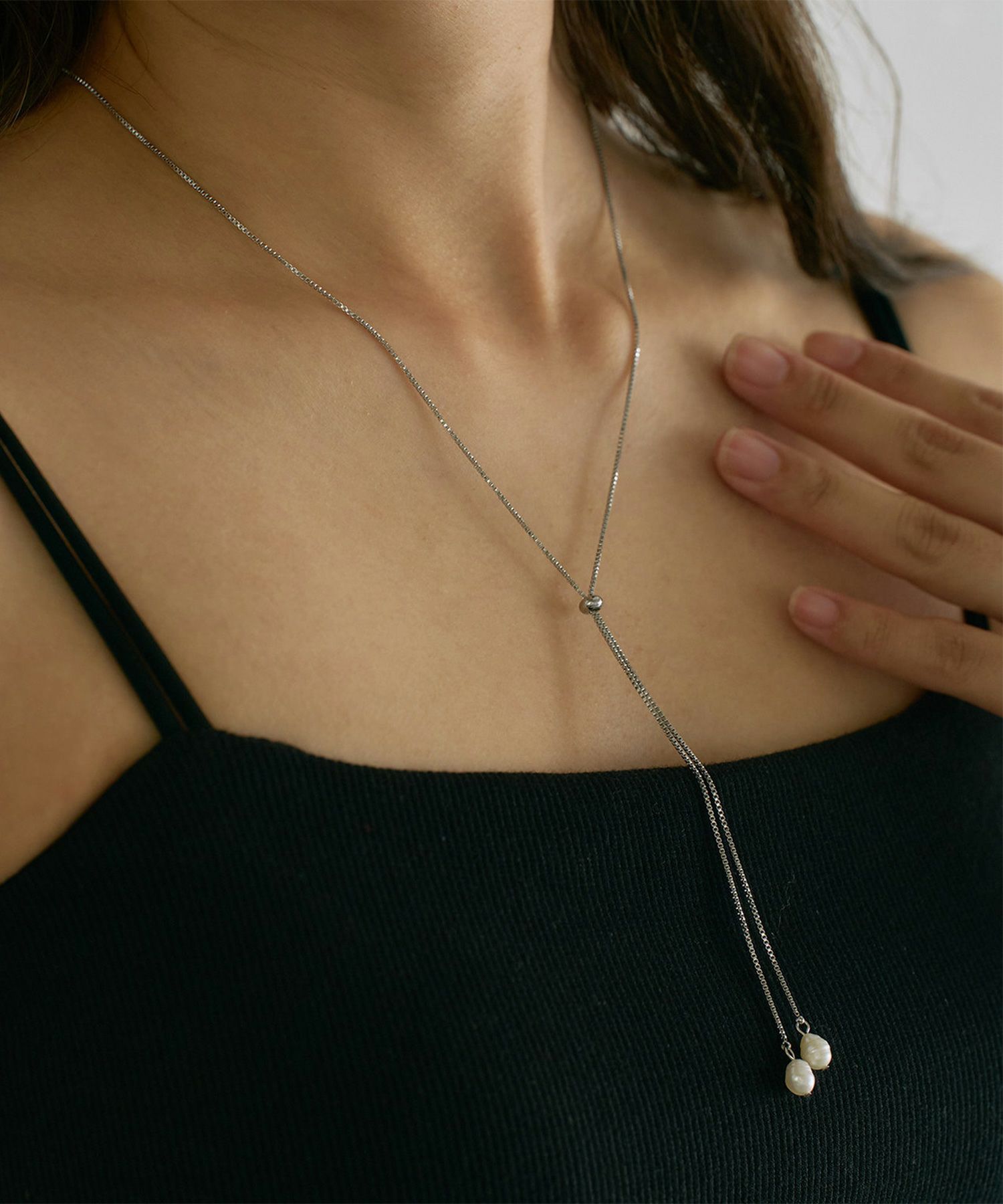淡水パールスライドサージカルステンレスネックレス
