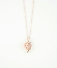 ピンク蝶貝フラワーハートフイユネックレス