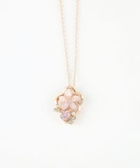 ピンク蝶貝フラワーハートニュアンスネックレス