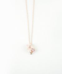 ピンク蝶貝フラワーハートネックレス