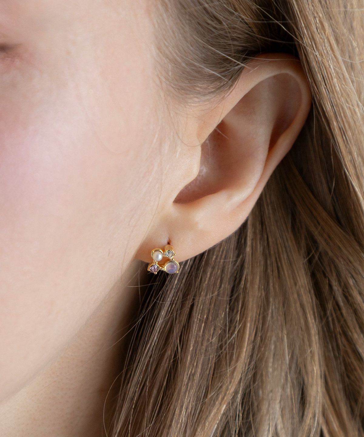 ナチュラルストーンスクエアチタンポストピアス【MUK Dreamy stone】