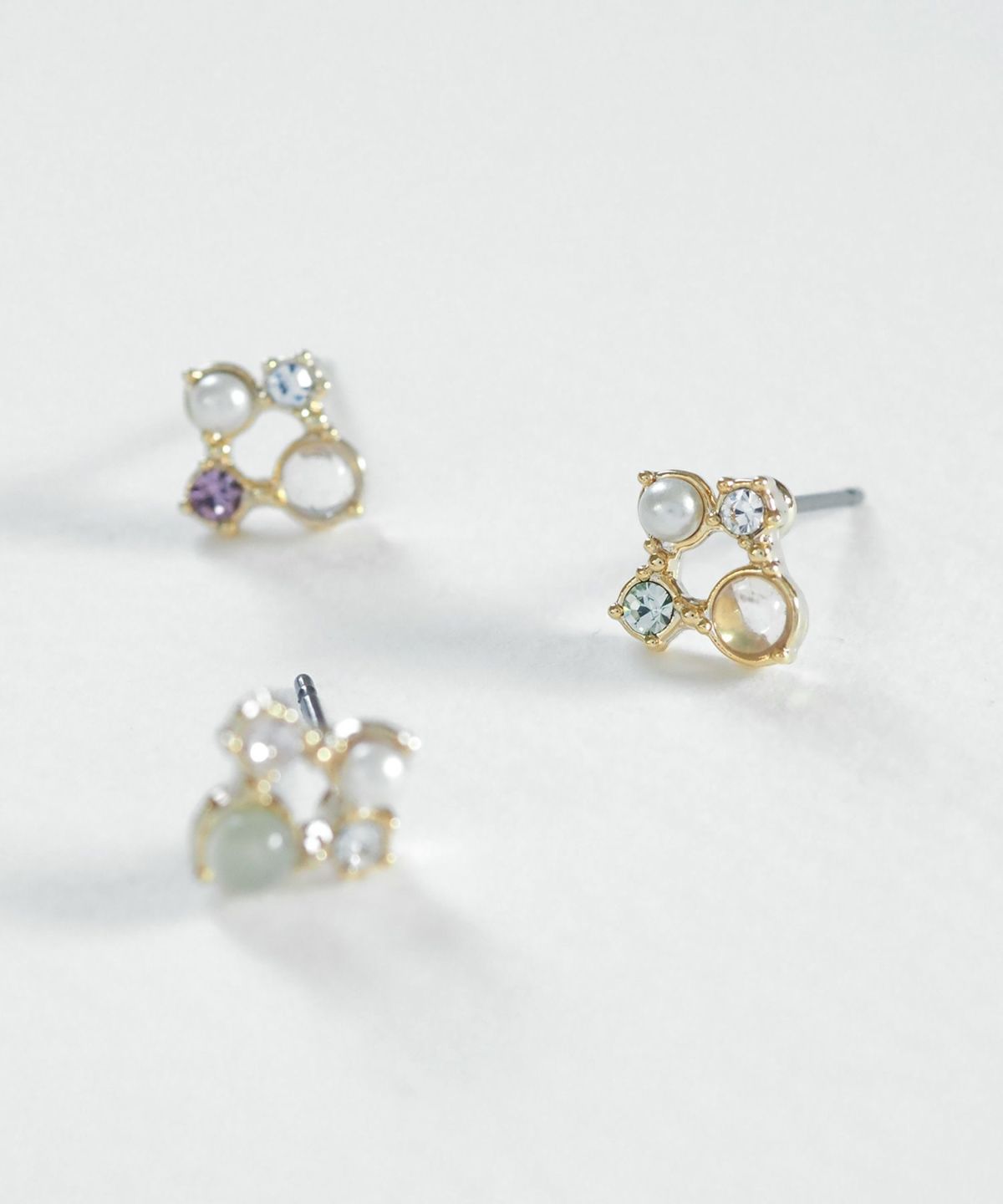 ナチュラルストーンスクエアチタンポストピアス【MUK Dreamy stone】