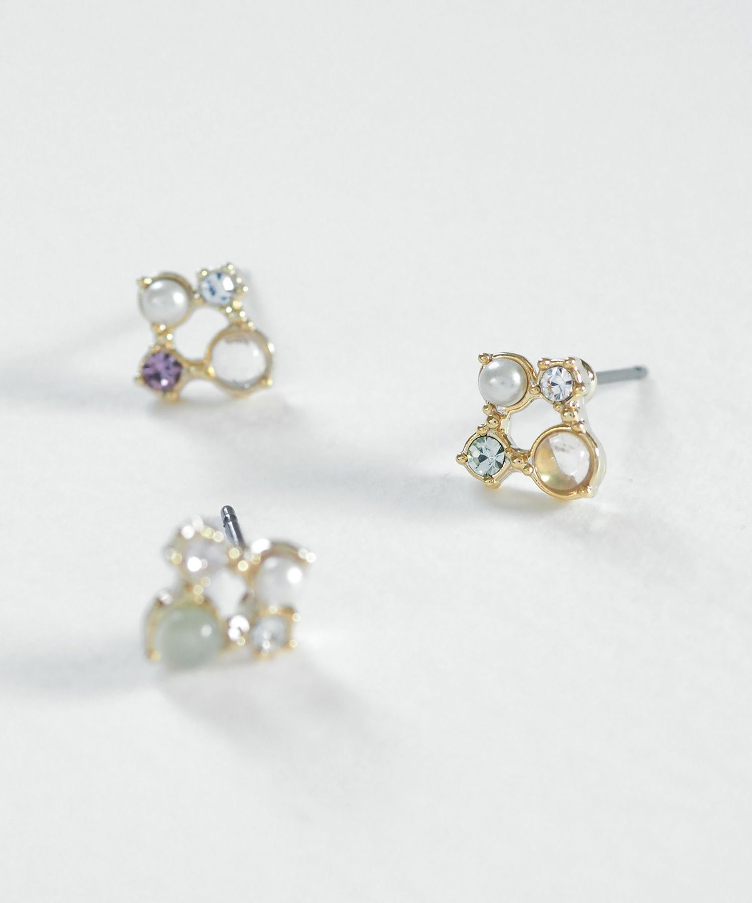 ナチュラルストーンスクエアチタンポストピアス【MUK Dreamy stone】