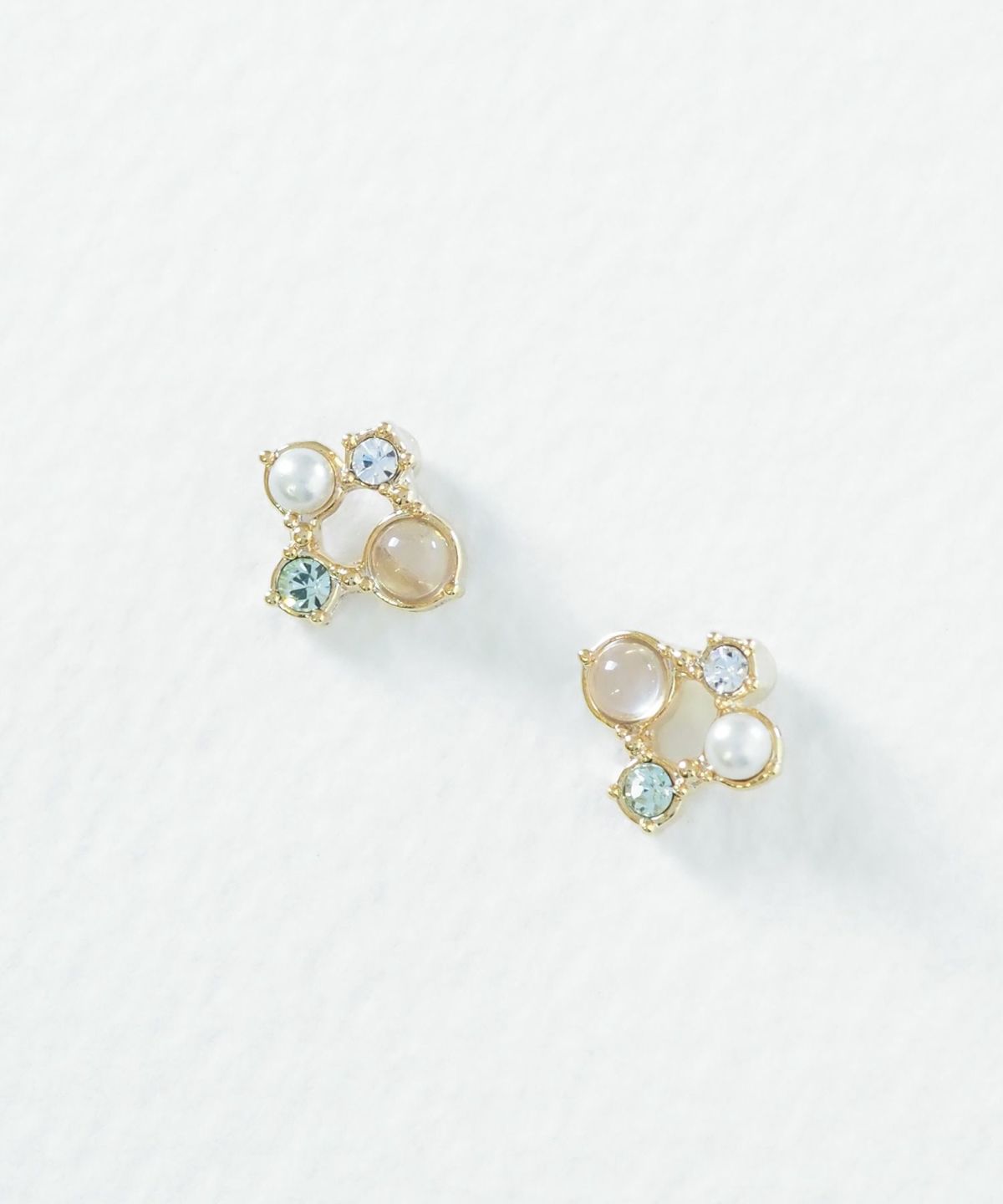 ナチュラルストーンスクエアチタンポストピアス【MUK Dreamy stone】