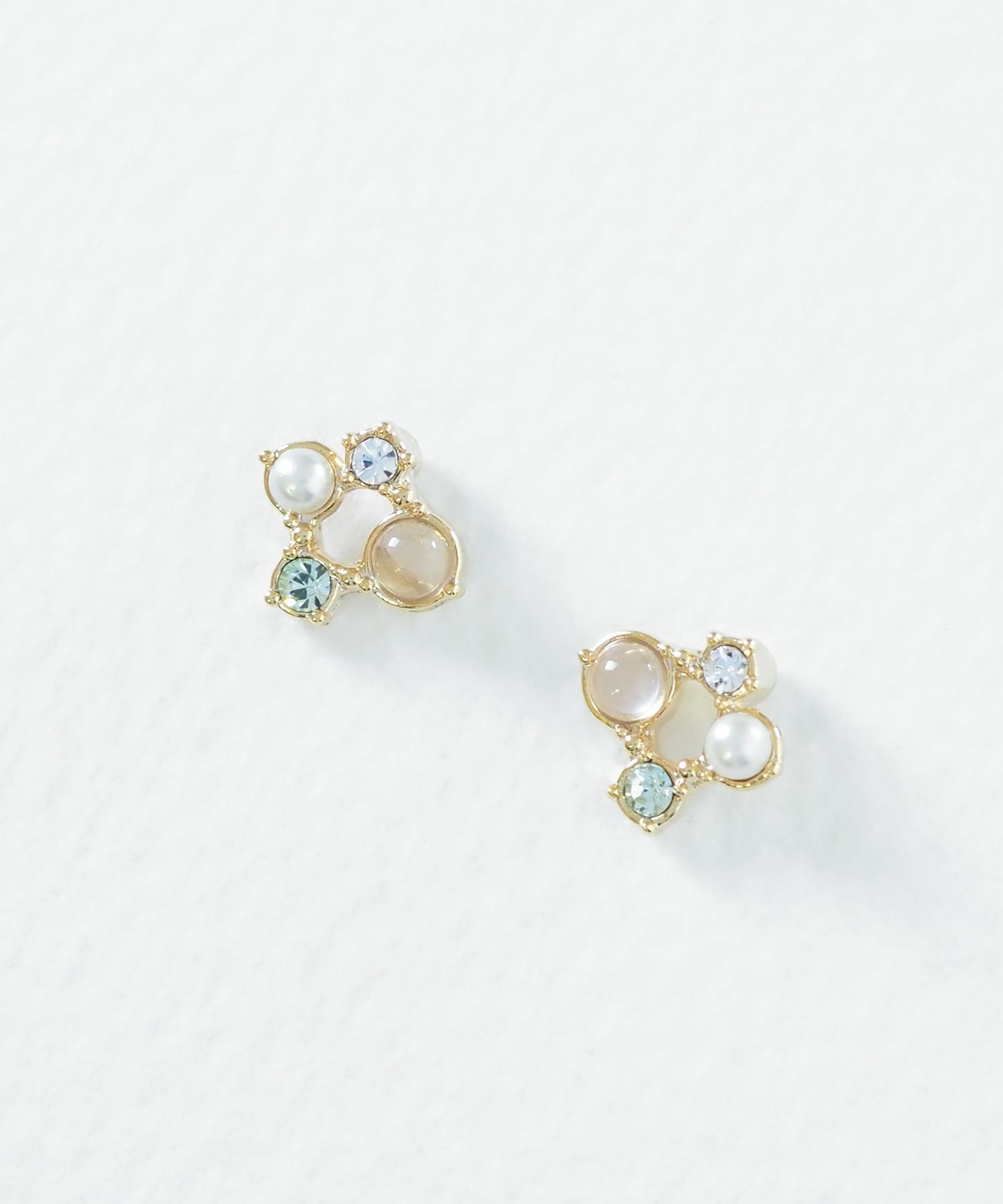 ナチュラルストーンスクエアチタンポストピアス【MUK Dreamy stone】