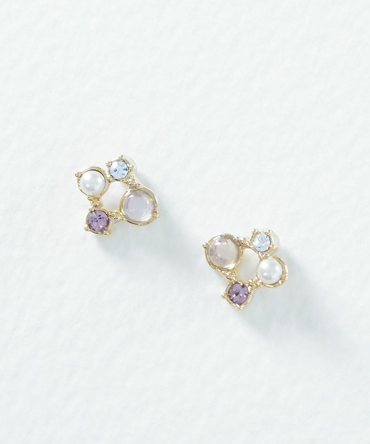 ナチュラルストーンスクエアチタンポストピアス【MUK Dreamy stone】