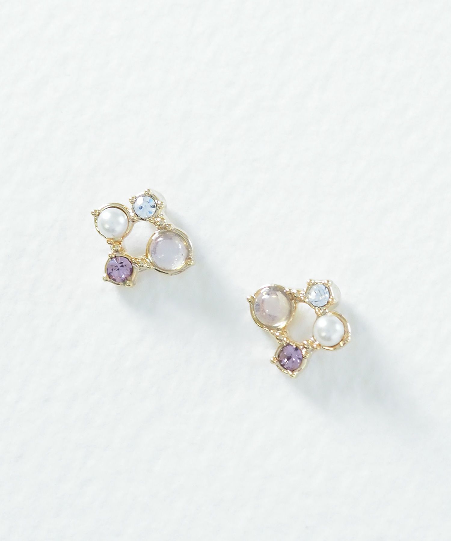 ナチュラルストーンスクエアチタンポストピアス【MUK Dreamy stone】