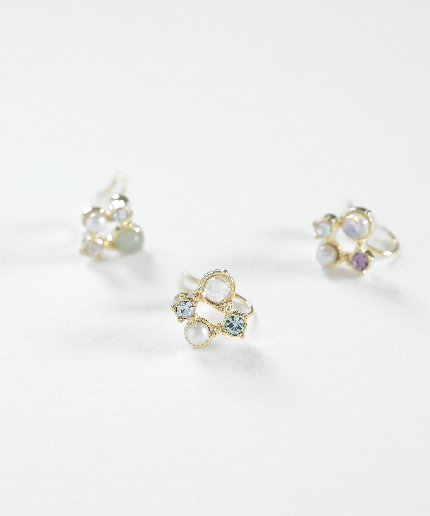 ナチュラルストーンスクエアノンホールイヤリング【MUK Dreamy stone】