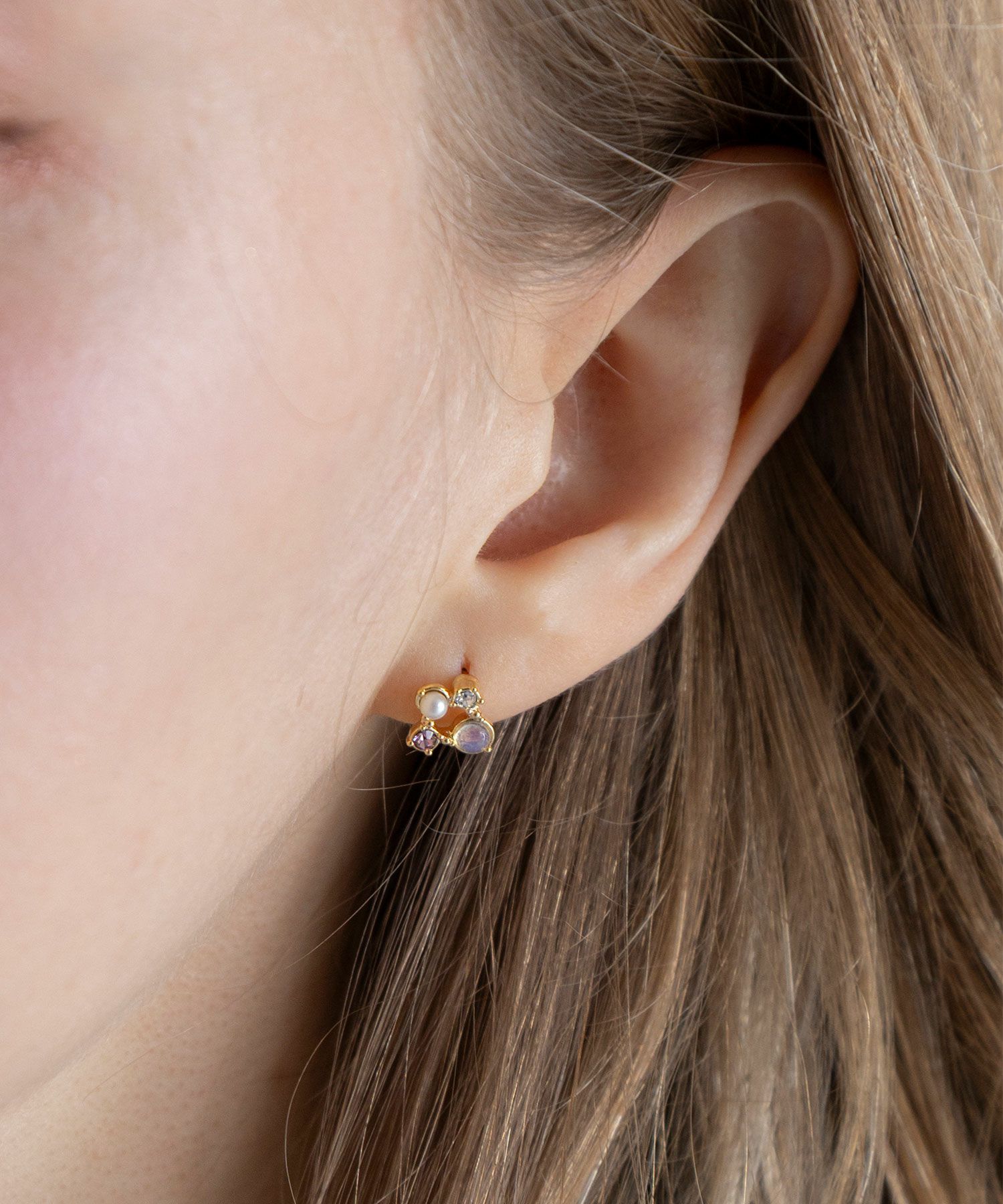 ナチュラルストーンスクエアノンホールイヤリング【MUK Dreamy stone】