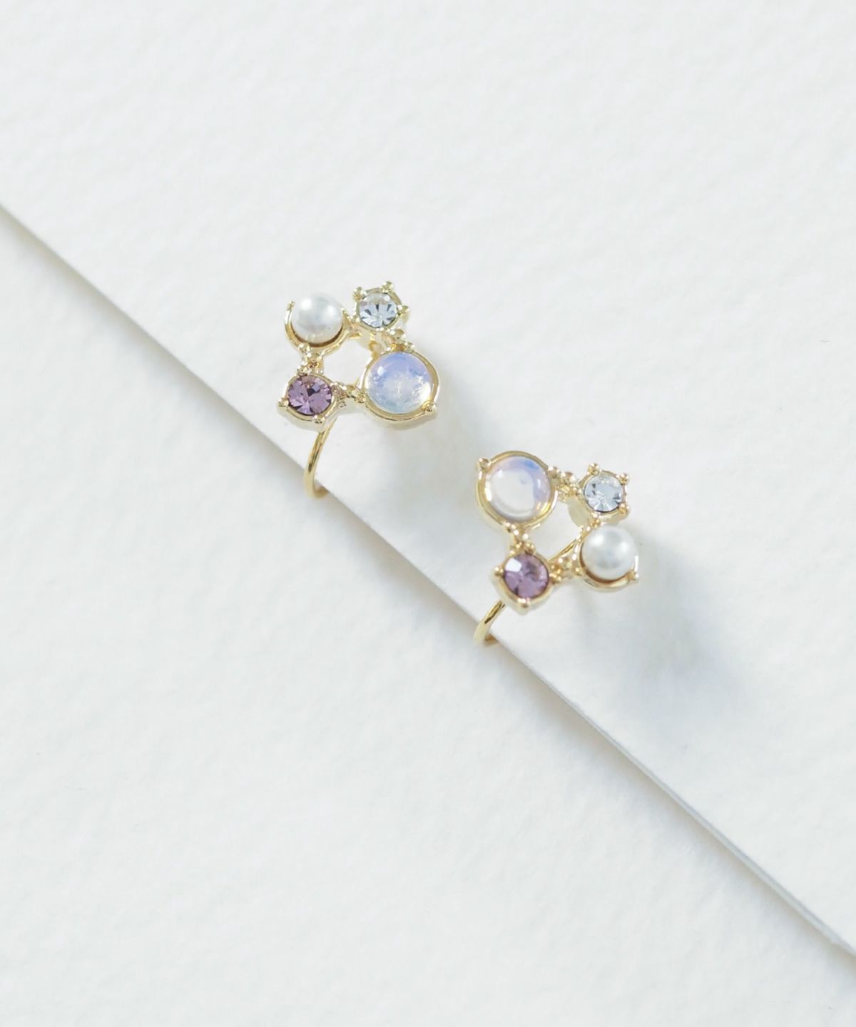 ナチュラルストーンスクエアノンホールイヤリング【MUK Dreamy stone】