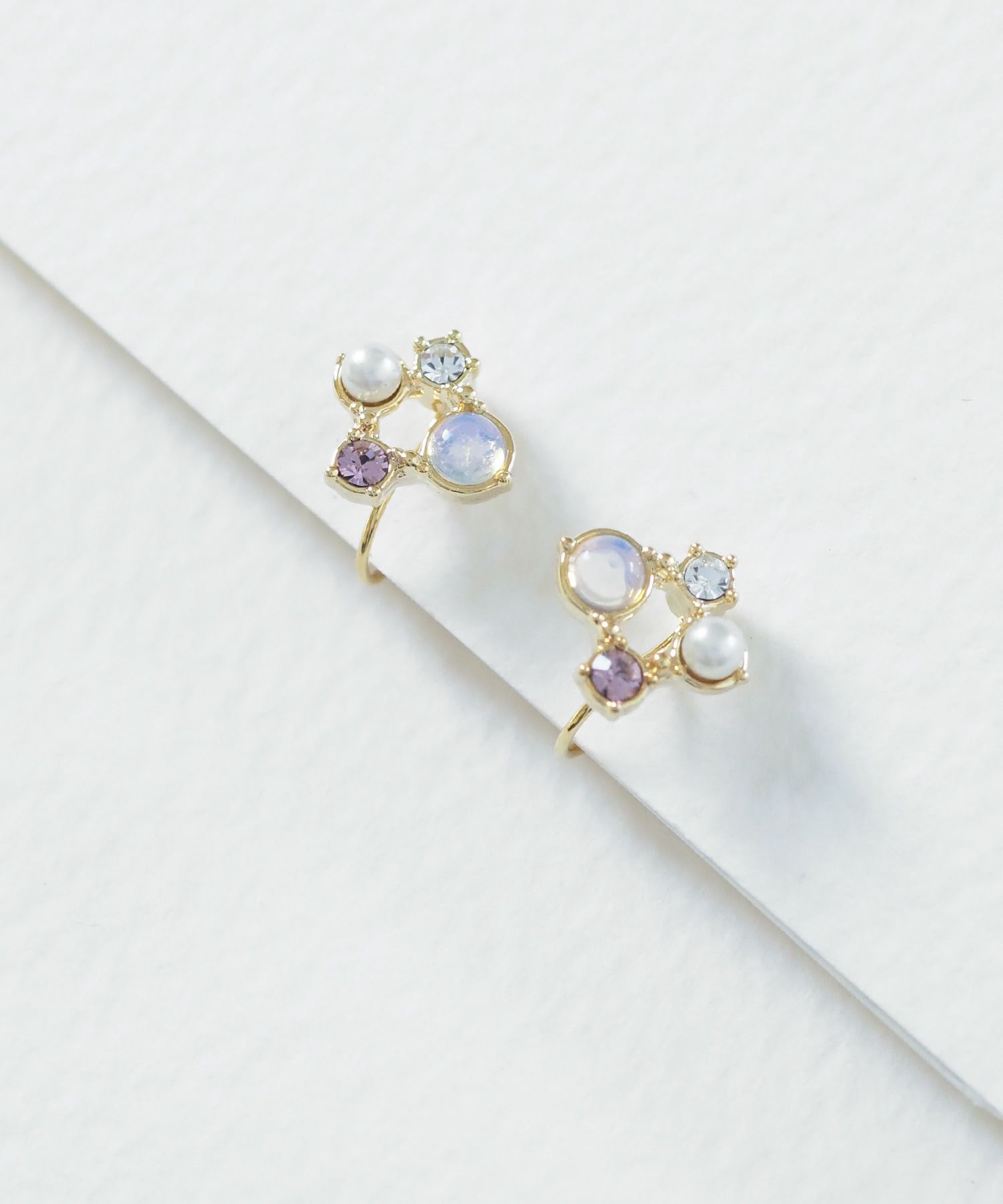 ナチュラルストーンスクエアノンホールイヤリング【MUK Dreamy stone】