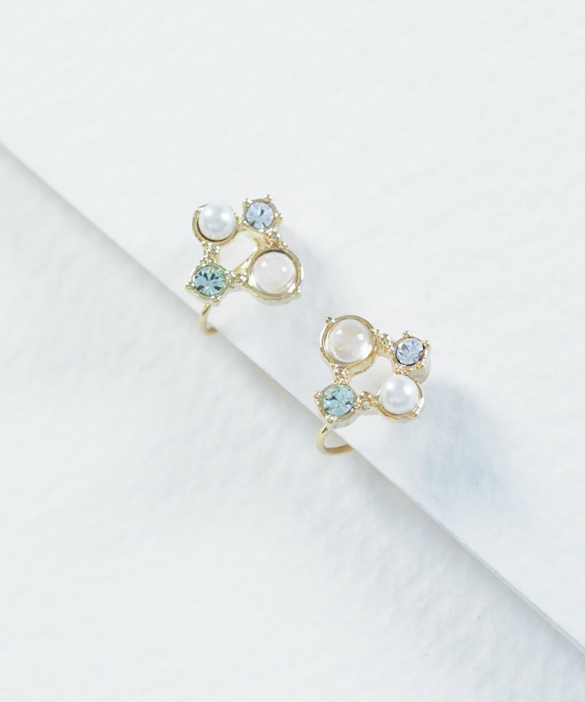 ナチュラルストーンスクエアノンホールイヤリング【MUK Dreamy stone】