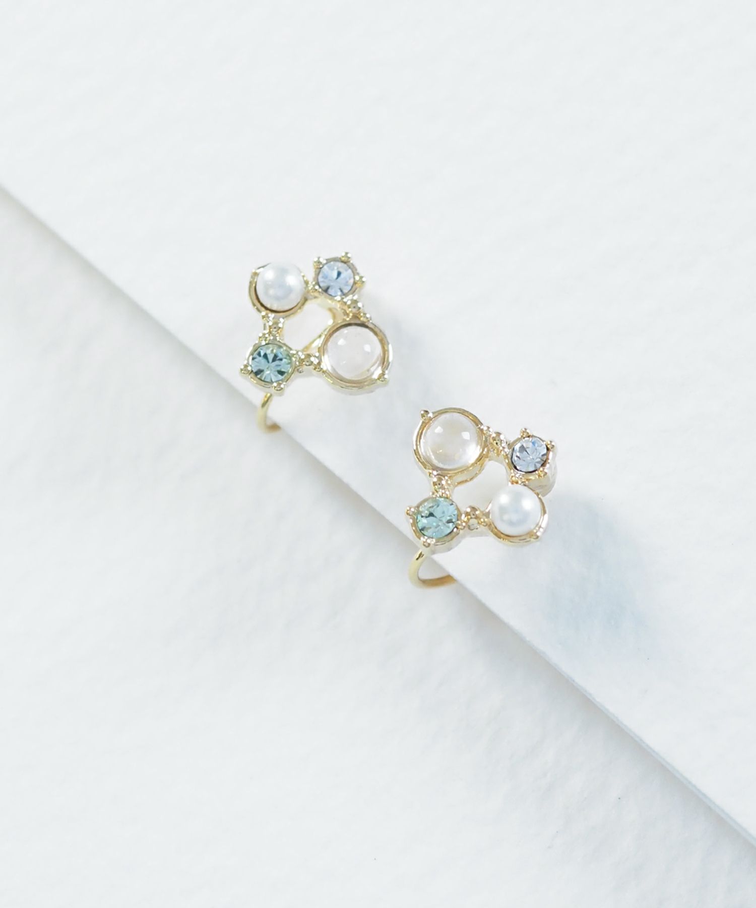 ナチュラルストーンスクエアノンホールイヤリング【MUK Dreamy stone】