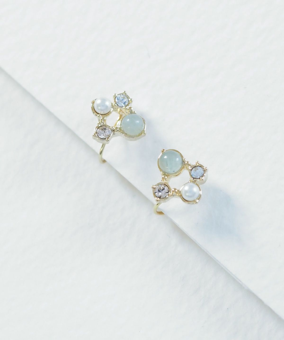 ナチュラルストーンスクエアノンホールイヤリング【MUK Dreamy stone】