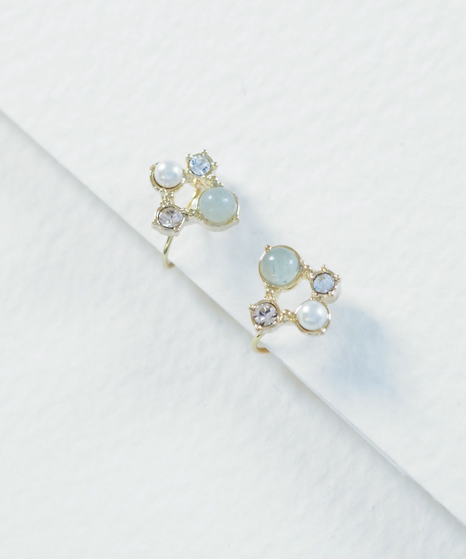 ナチュラルストーンスクエアノンホールイヤリング【MUK Dreamy stone】