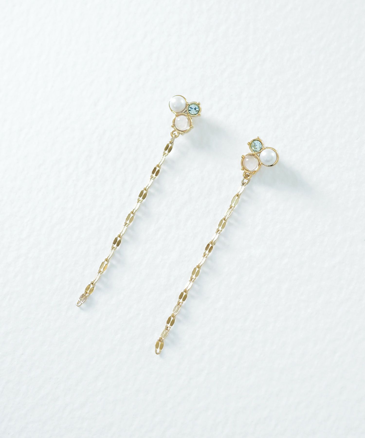 ナチュラルストーンチェーンチタンポストピアス【MUK Dreamy stone】