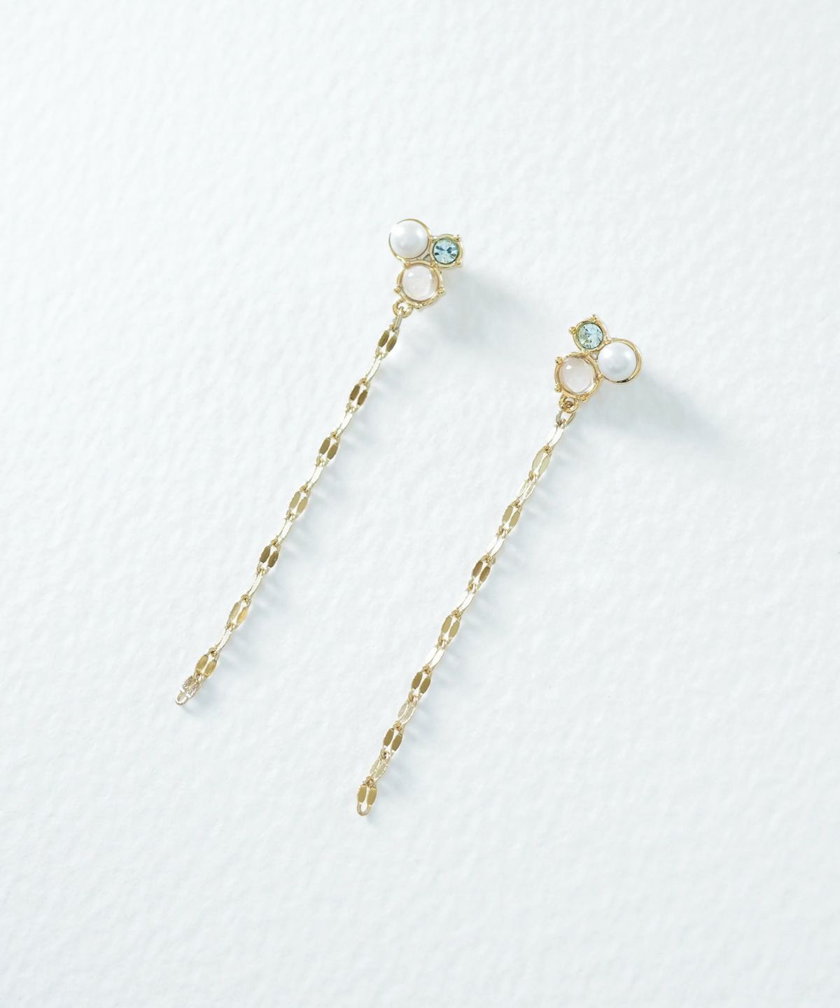 ナチュラルストーンチェーンチタンポストピアス【MUK Dreamy stone】