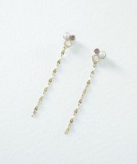 ナチュラルストーンチェーンチタンポストピアス【MUK Dreamy stone】