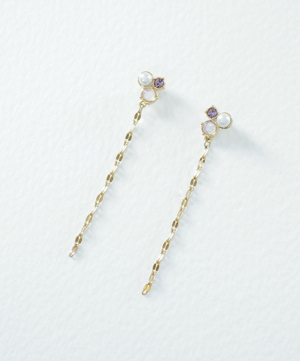 ナチュラルストーンチェーンチタンポストピアス【MUK Dreamy stone】