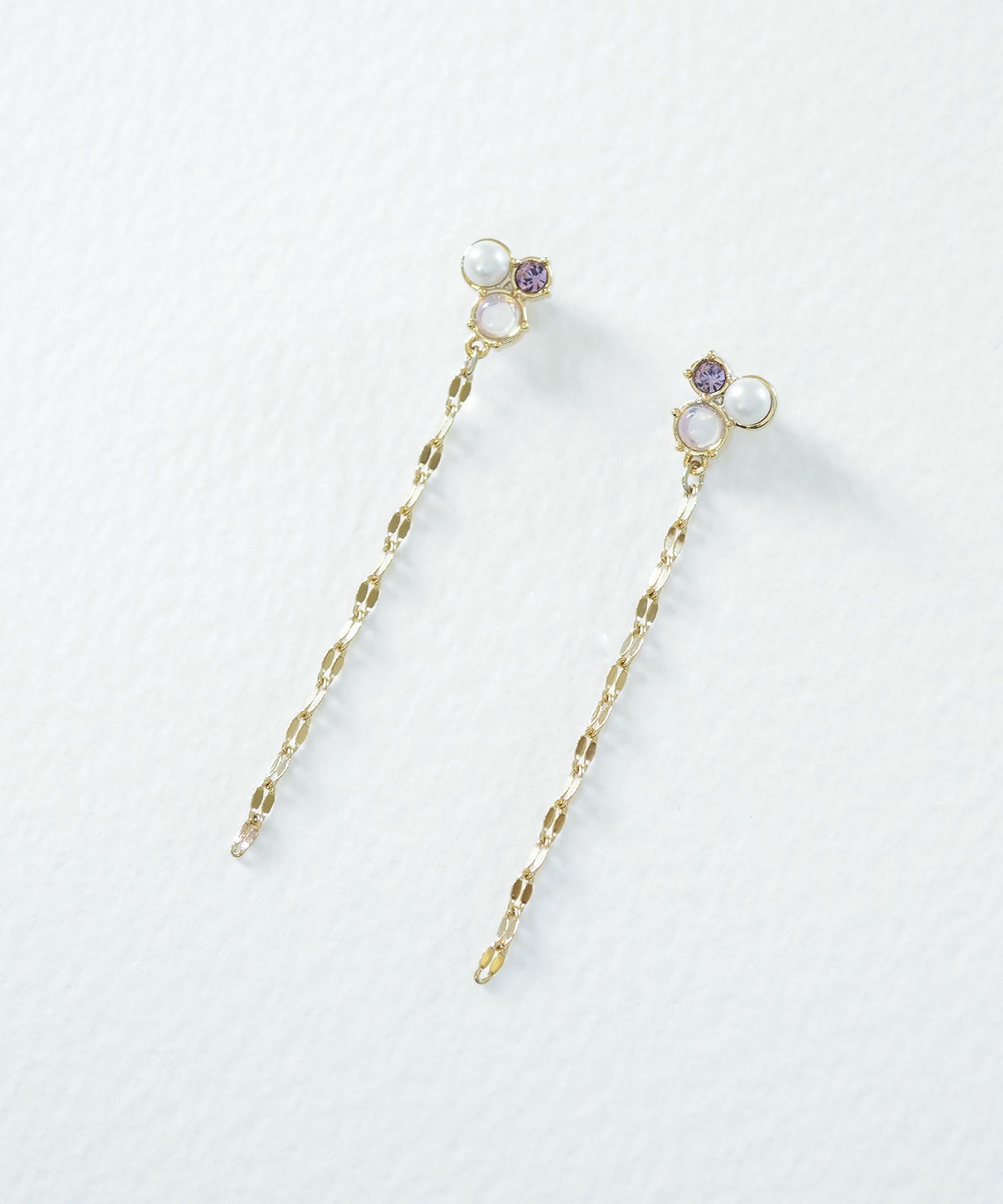 ナチュラルストーンチェーンチタンポストピアス【MUK Dreamy stone】