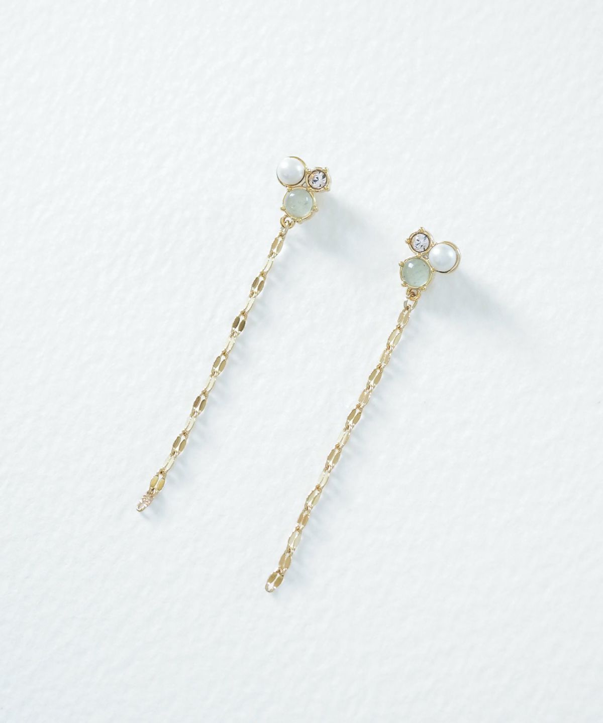 ナチュラルストーンチェーンチタンポストピアス【MUK Dreamy stone】