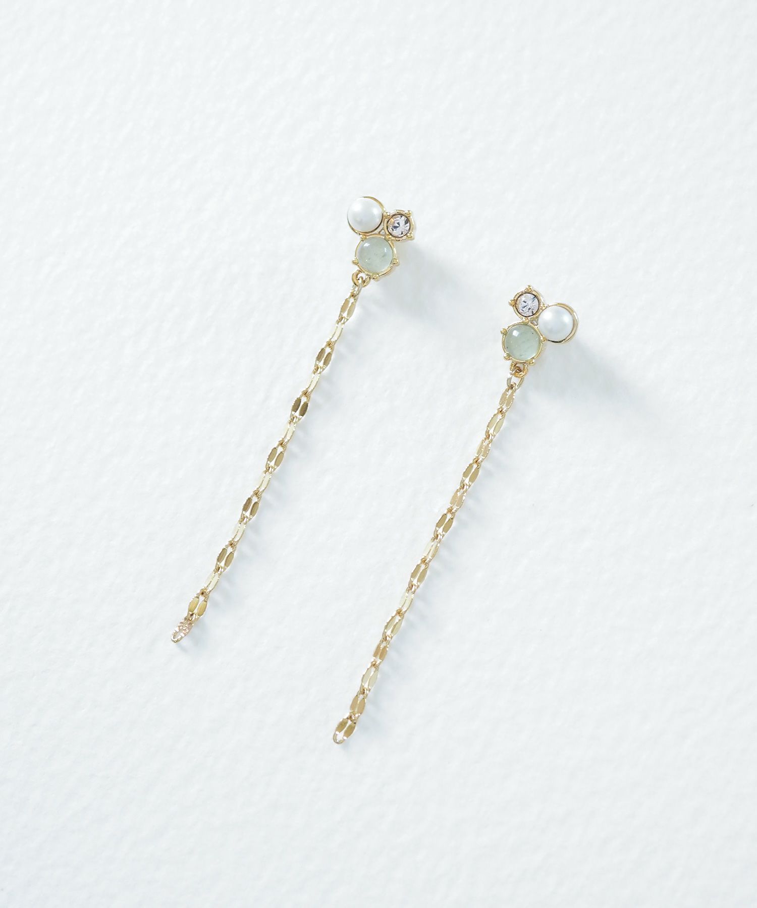 ナチュラルストーンチェーンチタンポストピアス【MUK Dreamy stone】