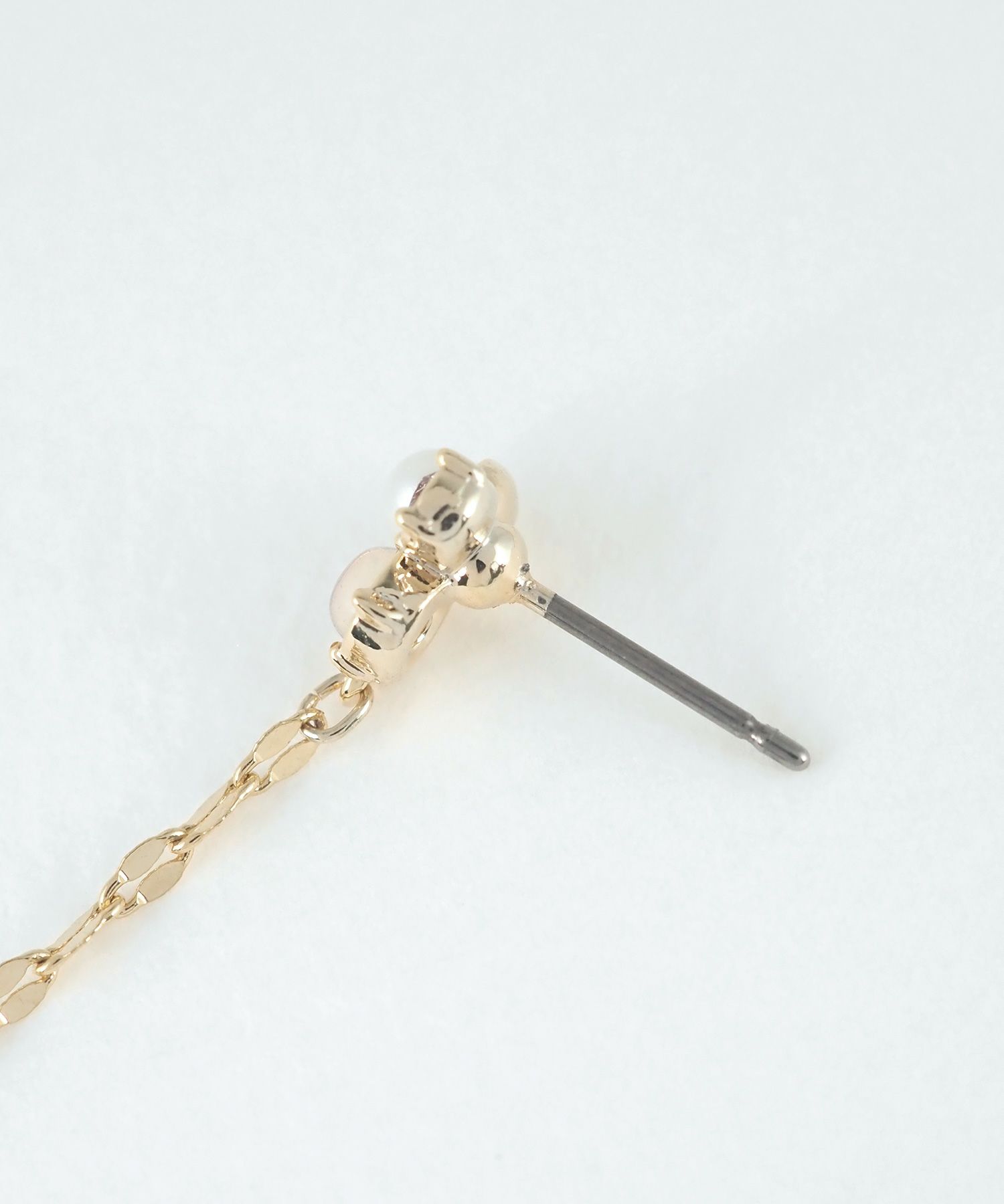 ナチュラルストーンチェーンチタンポストピアス【MUK Dreamy stone】