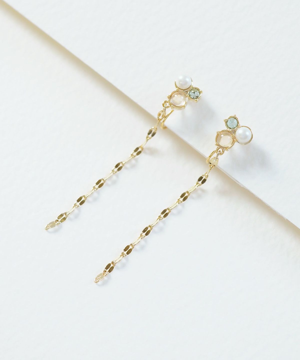 ナチュラルストーンチェーンノンホールイヤリング【MUK Dreamy stone】