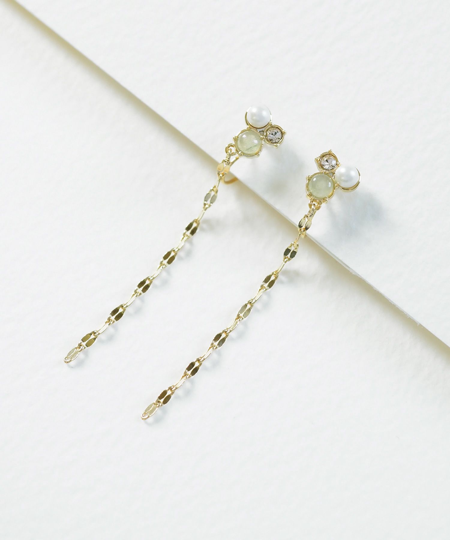 ナチュラルストーンチェーンノンホールイヤリング【MUK Dreamy stone】