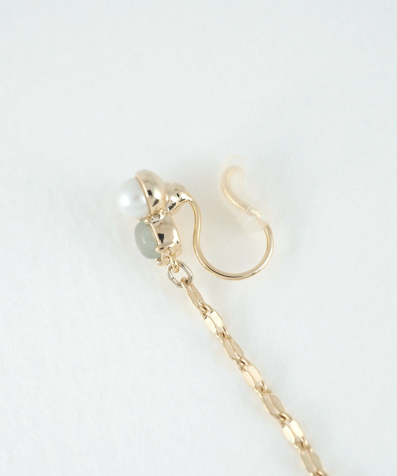 ナチュラルストーンチェーンノンホールイヤリング【MUK Dreamy stone】