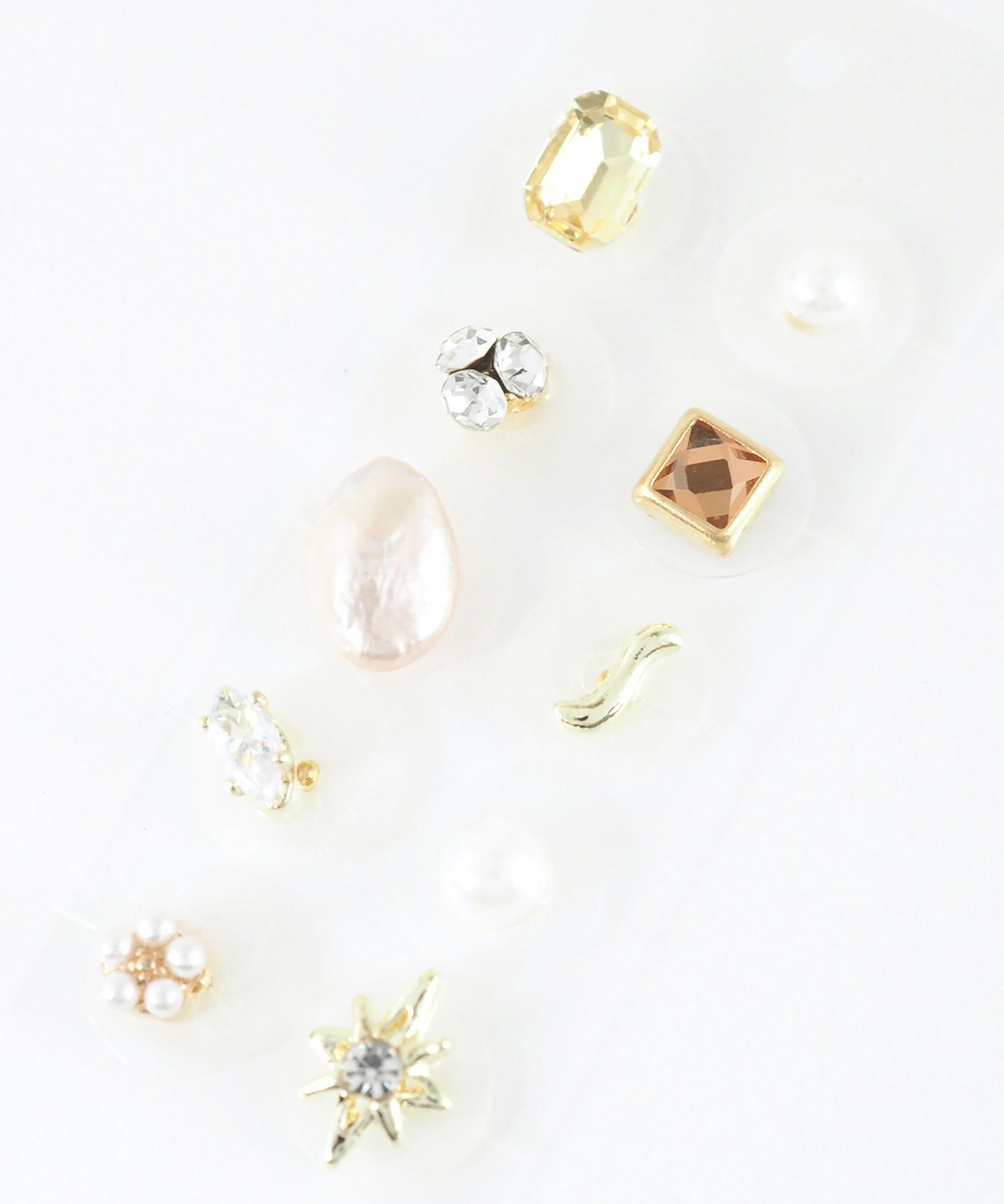 カラーストーンフラワーパール耳つぼジュエリー