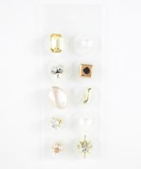 カラーストーンフラワーパール耳つぼジュエリー