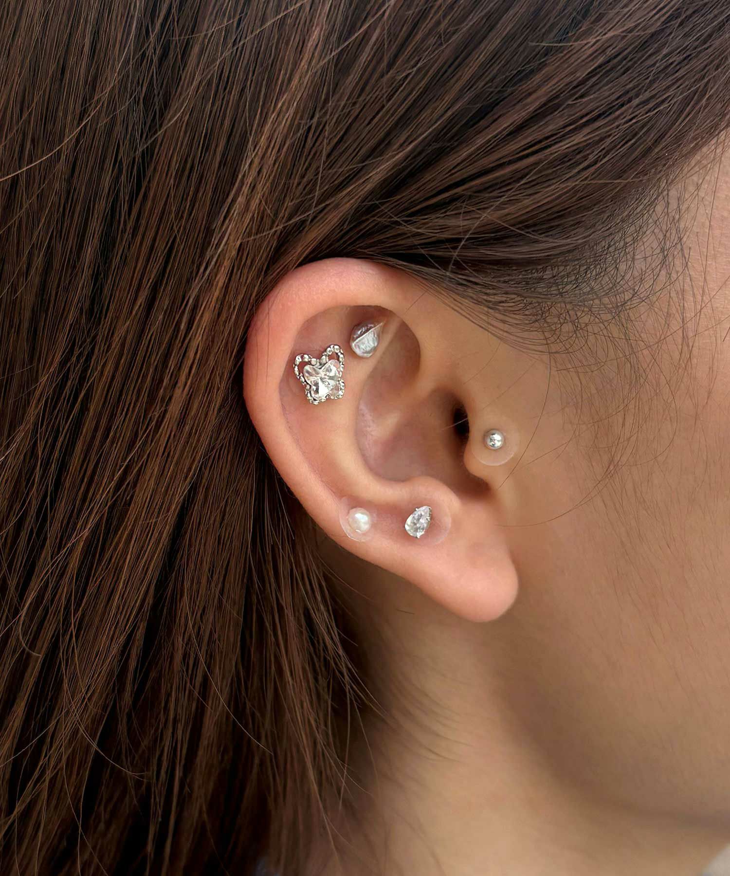 バタフライストーンパール耳つぼジュエリー