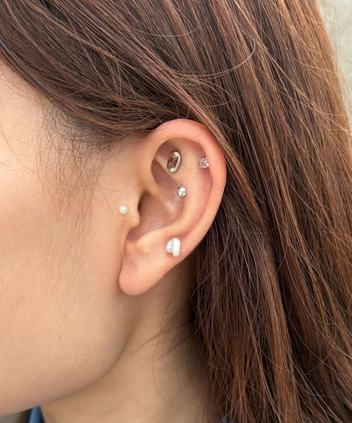 バタフライストーンパール耳つぼジュエリー