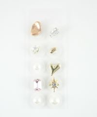 カラーストーンメタルハートパール耳つぼジュエリー