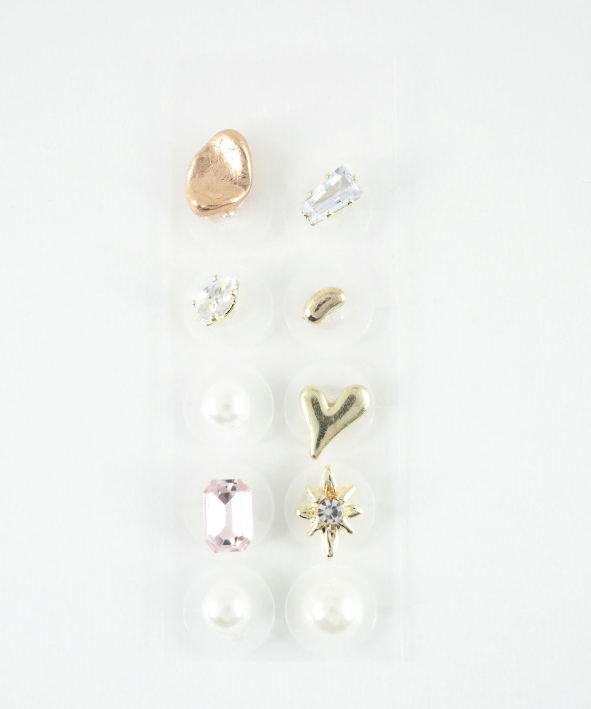 カラーストーンメタルハートパール耳つぼジュエリー