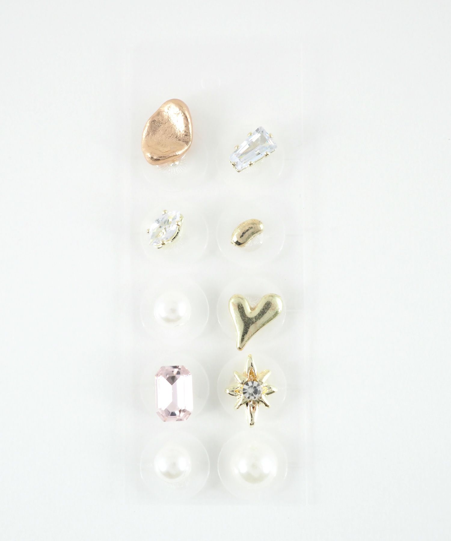 カラーストーンメタルハートパール耳つぼジュエリー