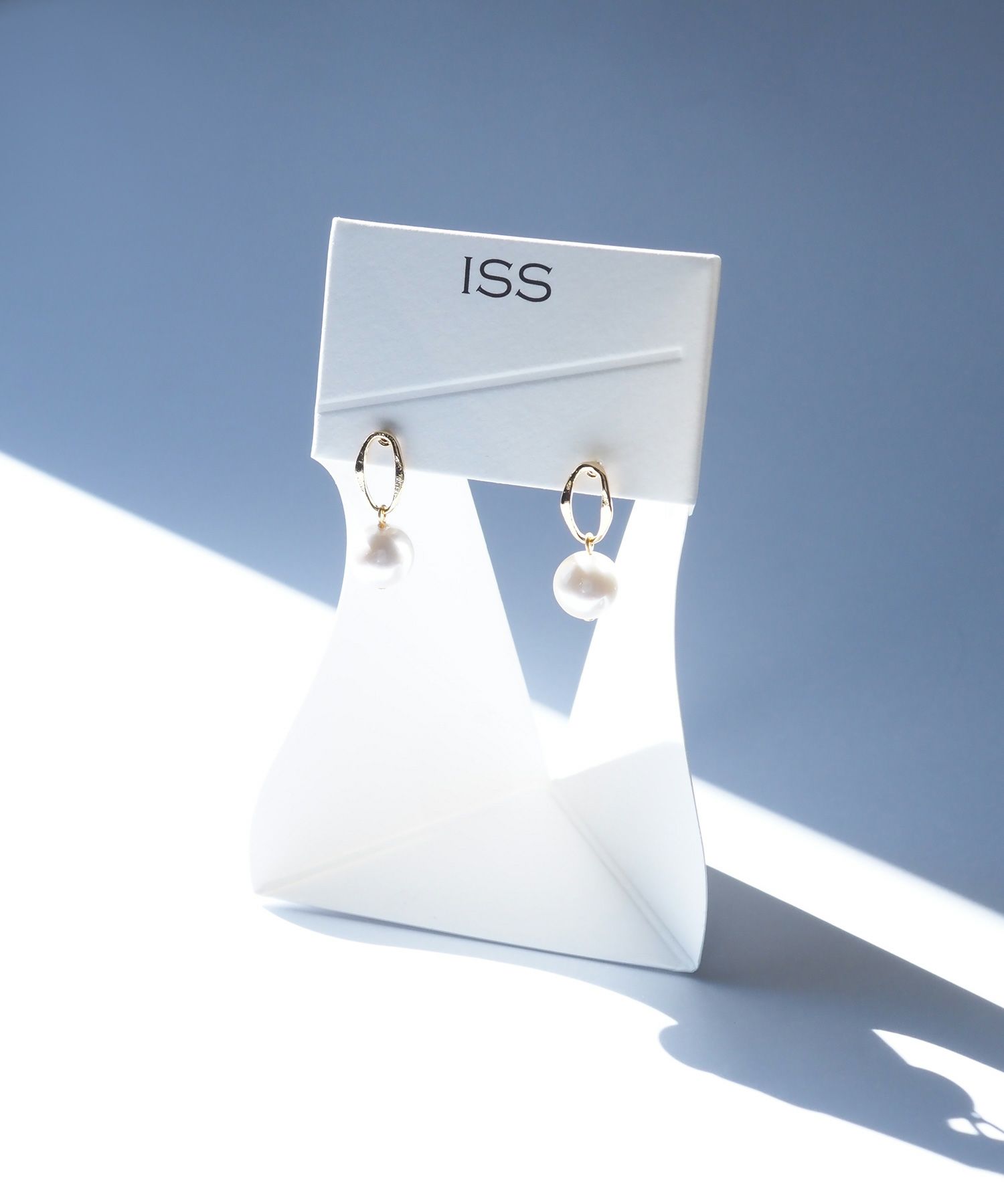 オーバルメタルラインパールピュアチタンポストピアス【ISS】