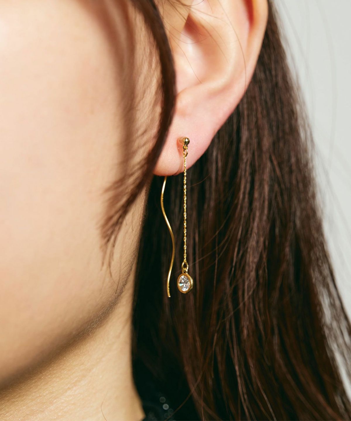 スウェイサークルウェーブ樹脂ノンホールイヤリング【ISS】