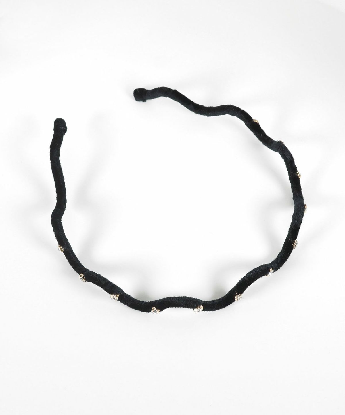 ストーン付きウェーブベロアカチューシャ【Grace】