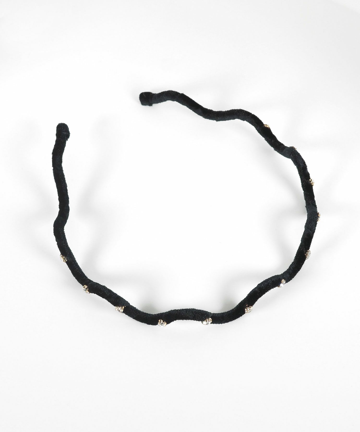 ストーン付きウェーブベロアカチューシャ【Grace】