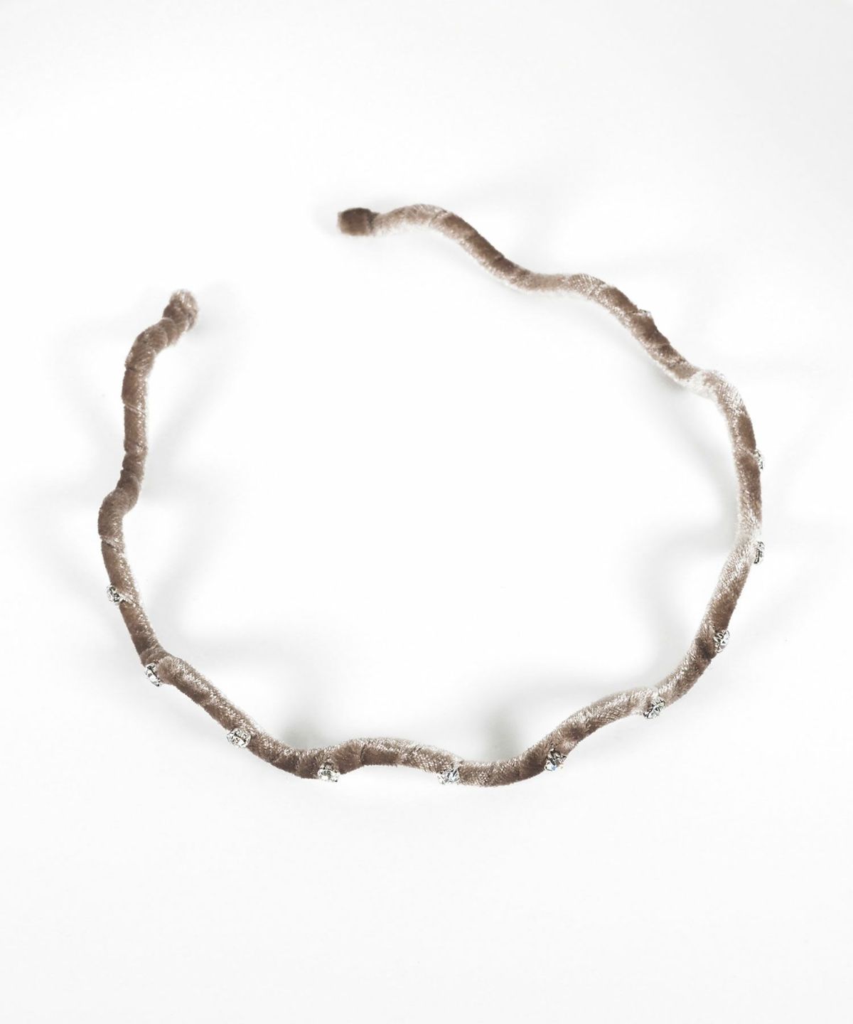 ストーン付きウェーブベロアカチューシャ【Grace】