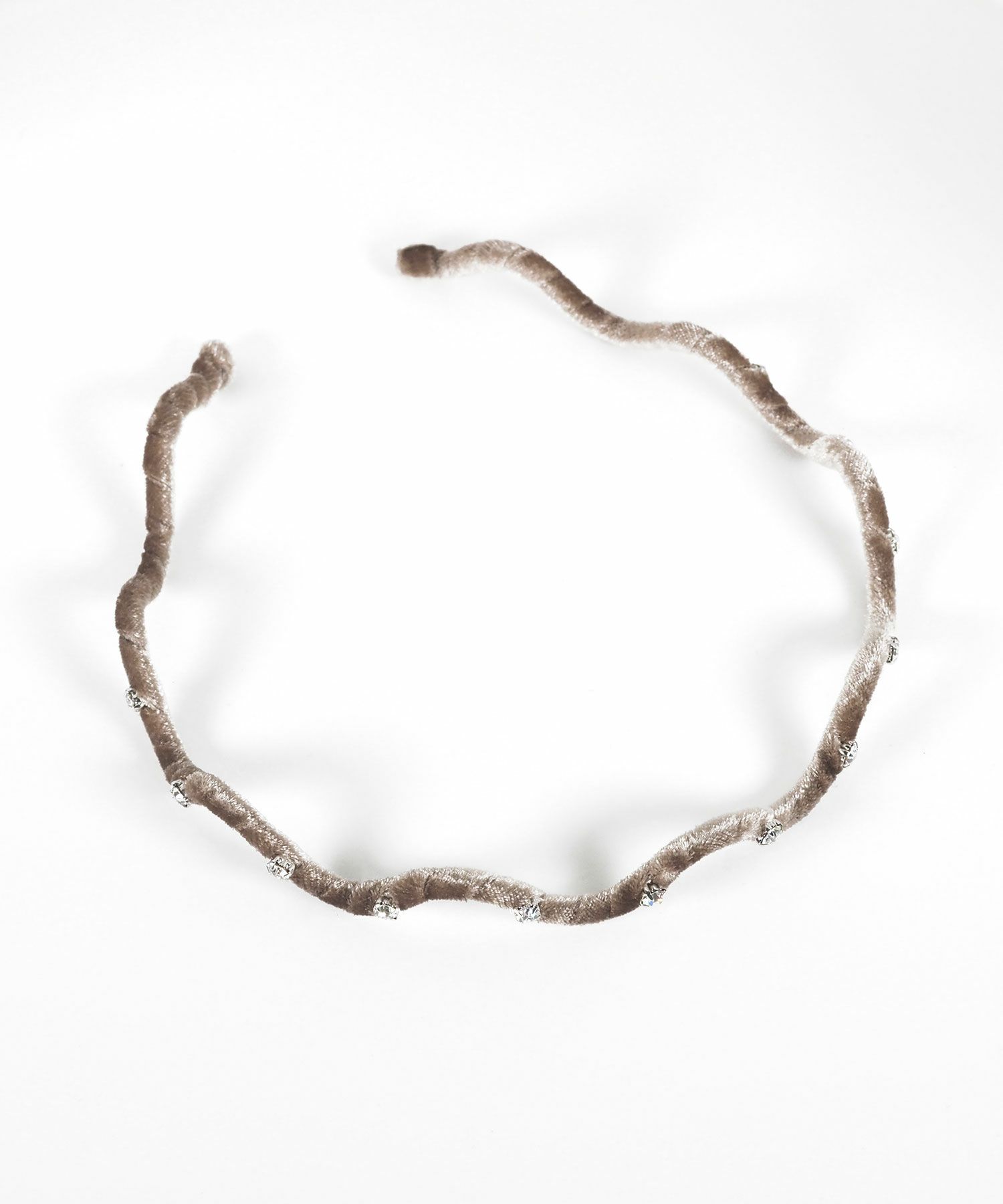 ストーン付きウェーブベロアカチューシャ【Grace】