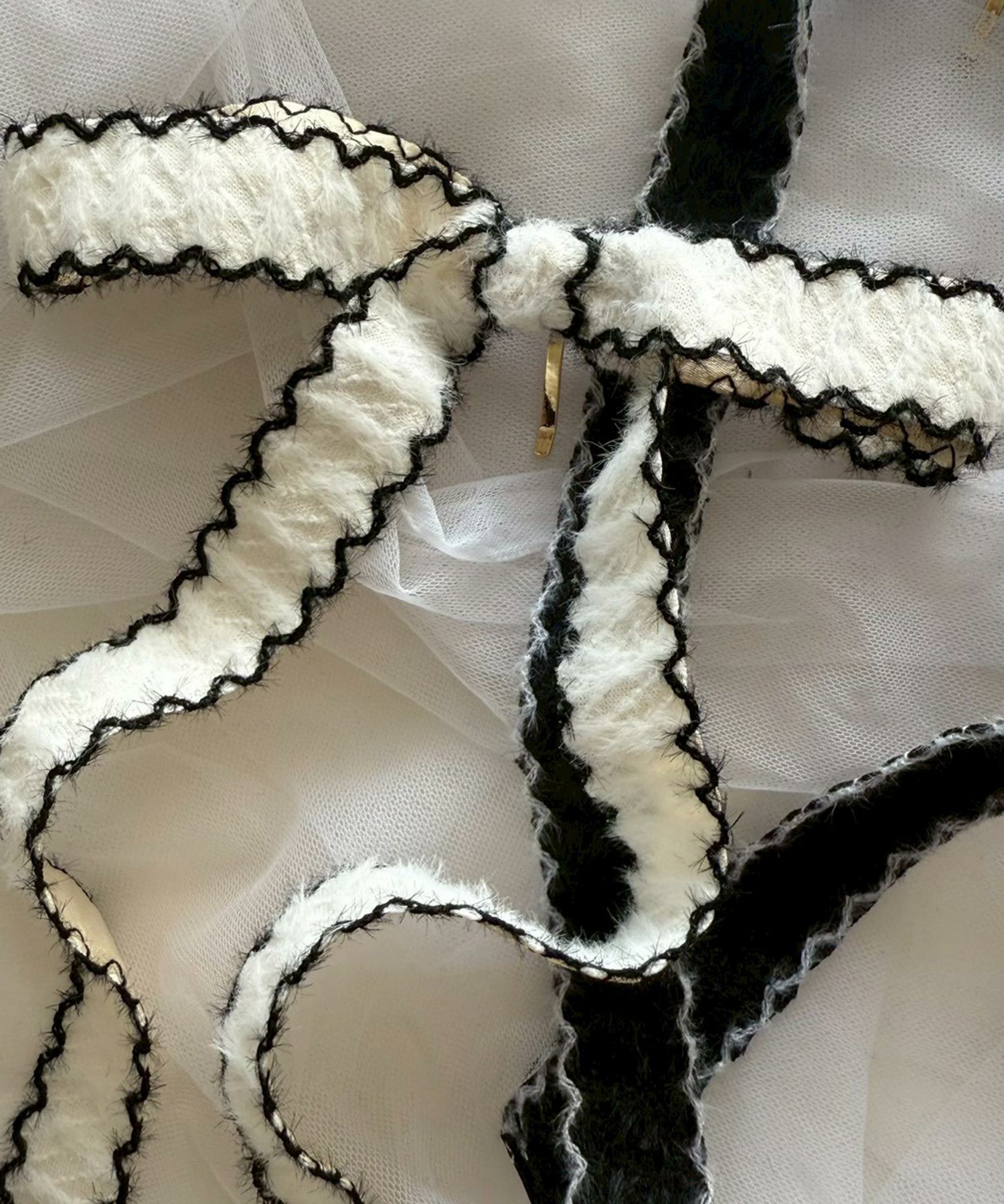 ツートンカラーニットリボンポニーフック【Grace】