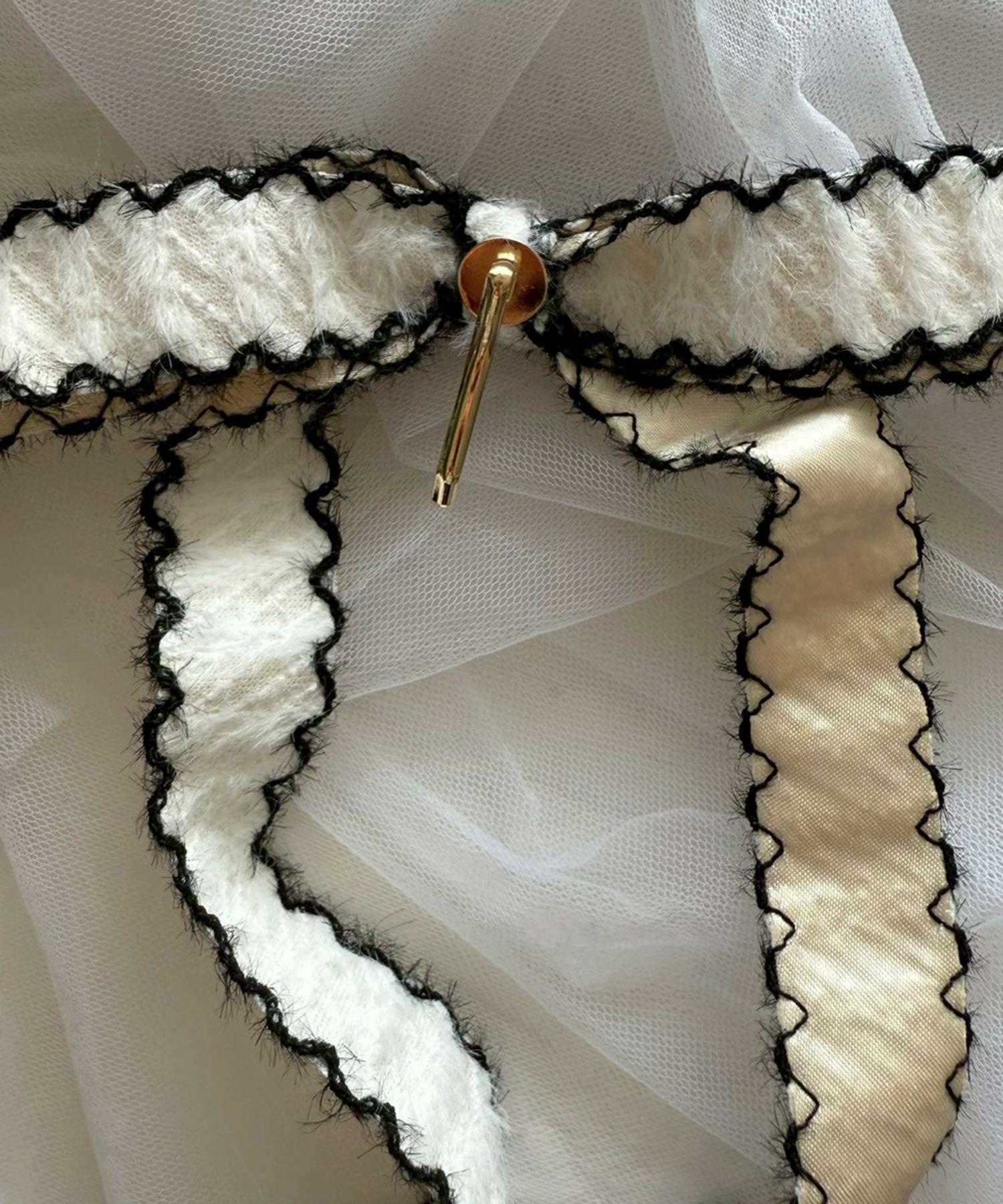 ツートンカラーニットリボンポニーフック【Grace】