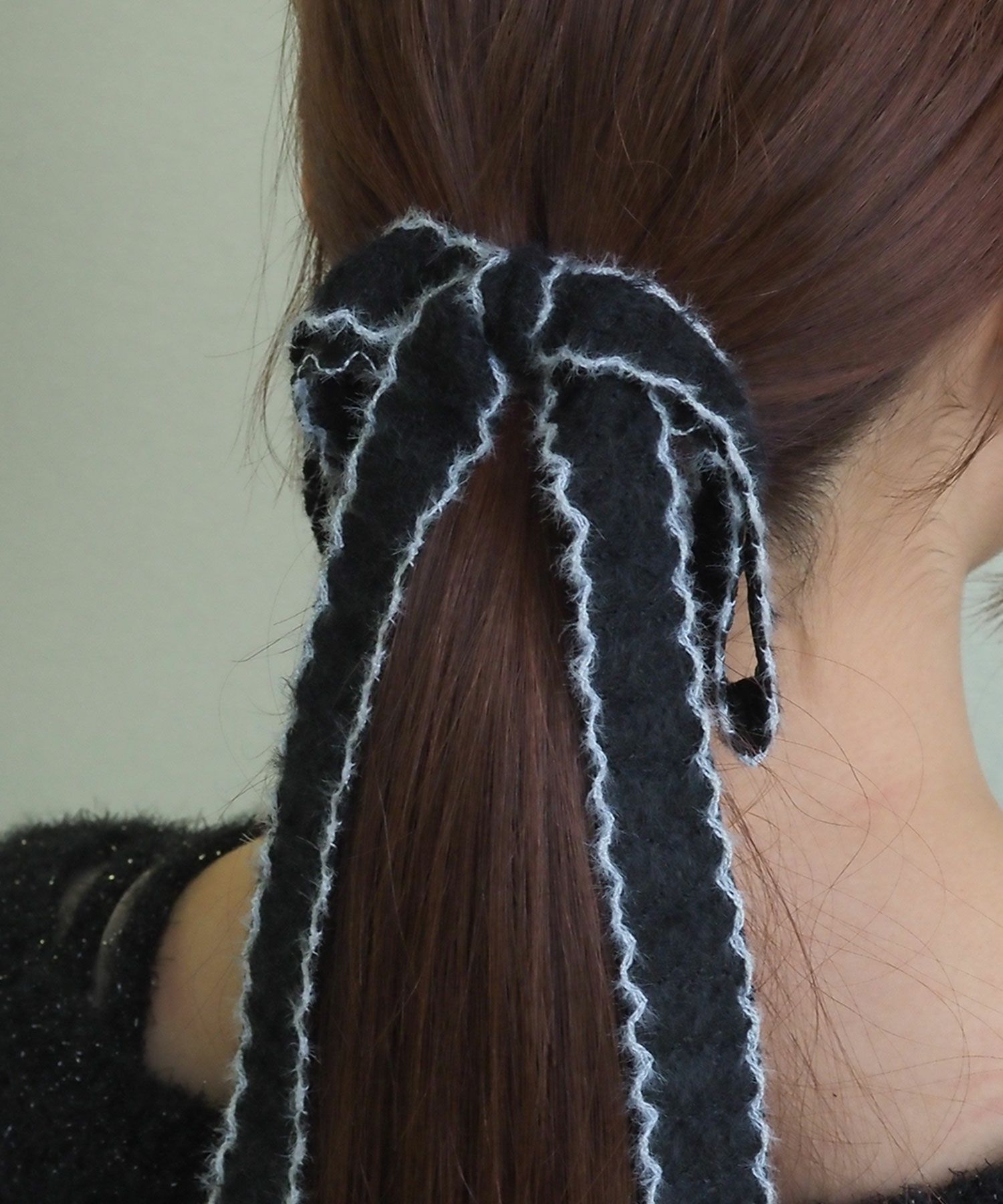 ツートンカラーニットリボンポニーフック【Grace】